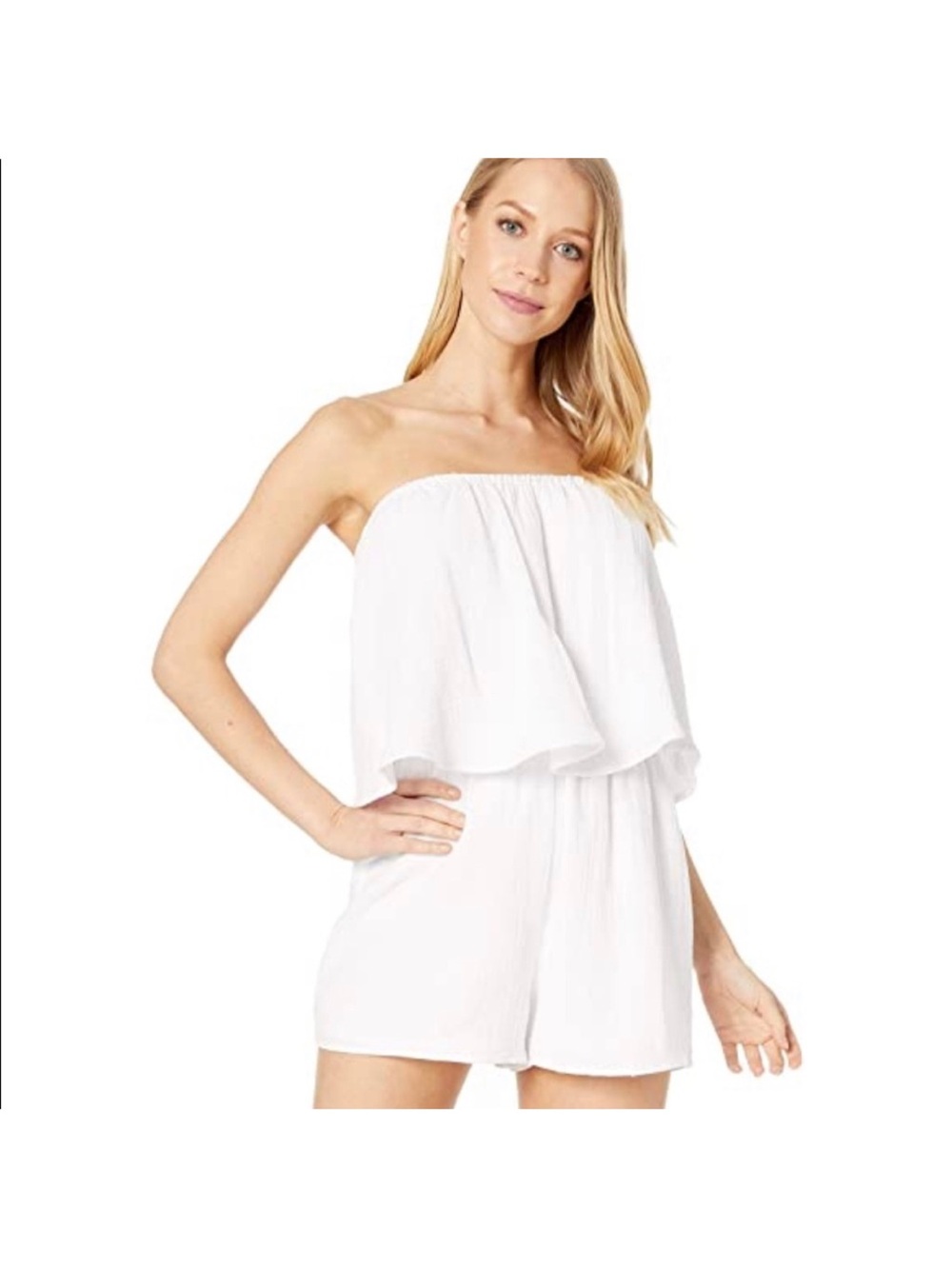 Show Me Your MuMu White Strapless Swim Coverup Romper
